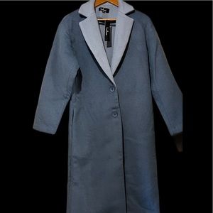 Lulu’s (lulus.com) Long Coat XS Light Blue/Grey Wool/Polyester - NEW condition